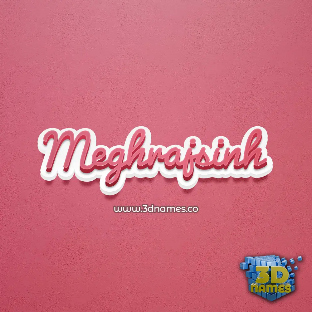 meghrajsinh in Red Scribble style - 3D name wallpaper
