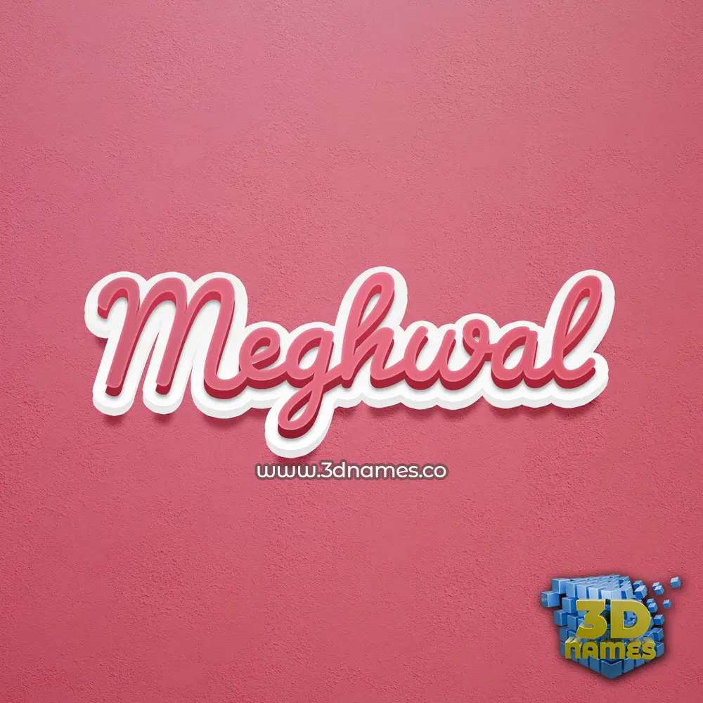 meghwal in Red Scribble style - 3D name wallpaper