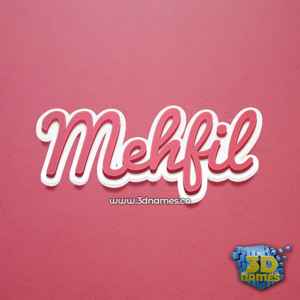 mehfil in Red Scribble style - 3D name wallpaper