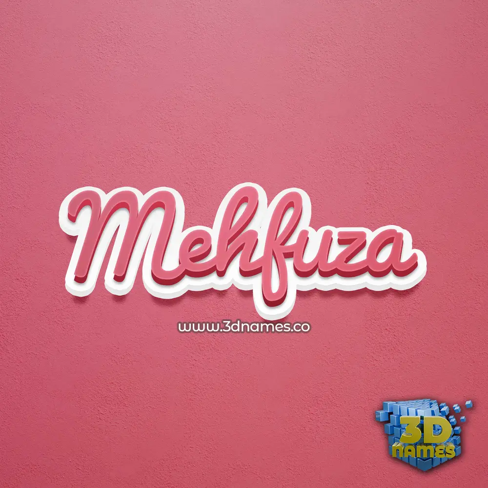 mehfuza in Red Scribble style - 3D name wallpaper