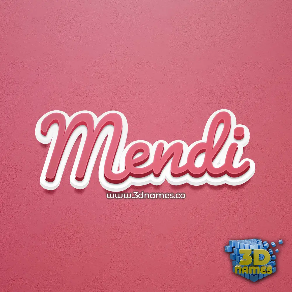 mendi in Red Scribble style - 3D name wallpaper
