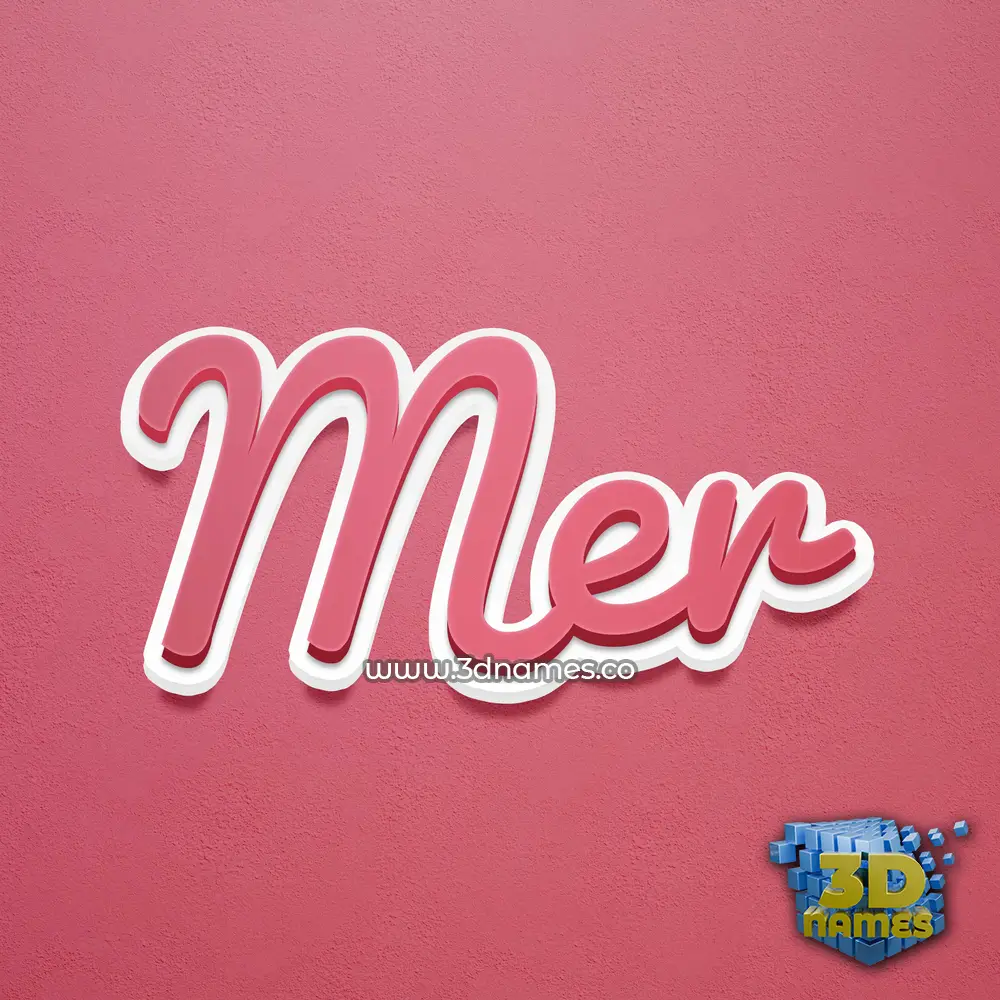 mer in Red Scribble style - 3D name wallpaper