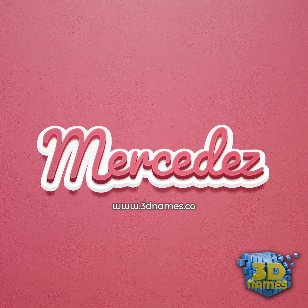 mercedez in Red Scribble style - 3D name wallpaper