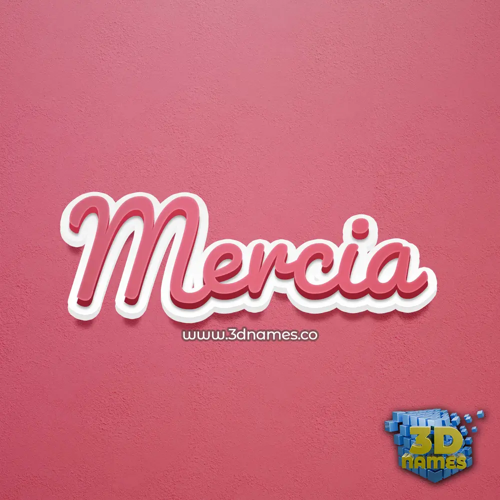 mercia in Red Scribble style - 3D name wallpaper