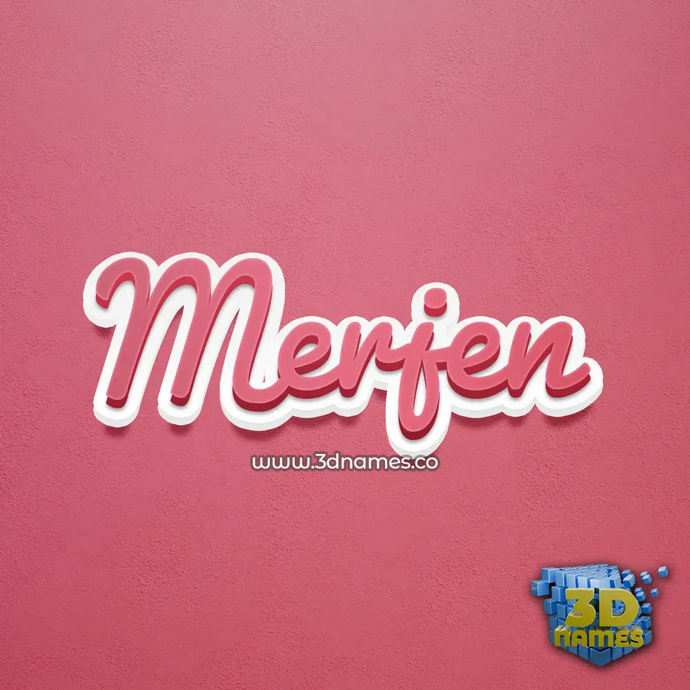 merjen in Red Scribble style - 3D name wallpaper