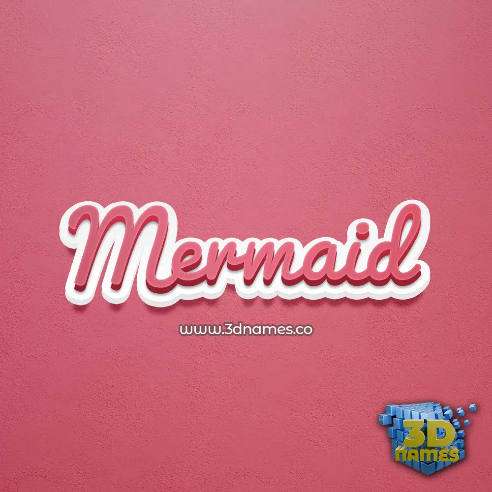mermaid in Red Scribble style - 3D name wallpaper