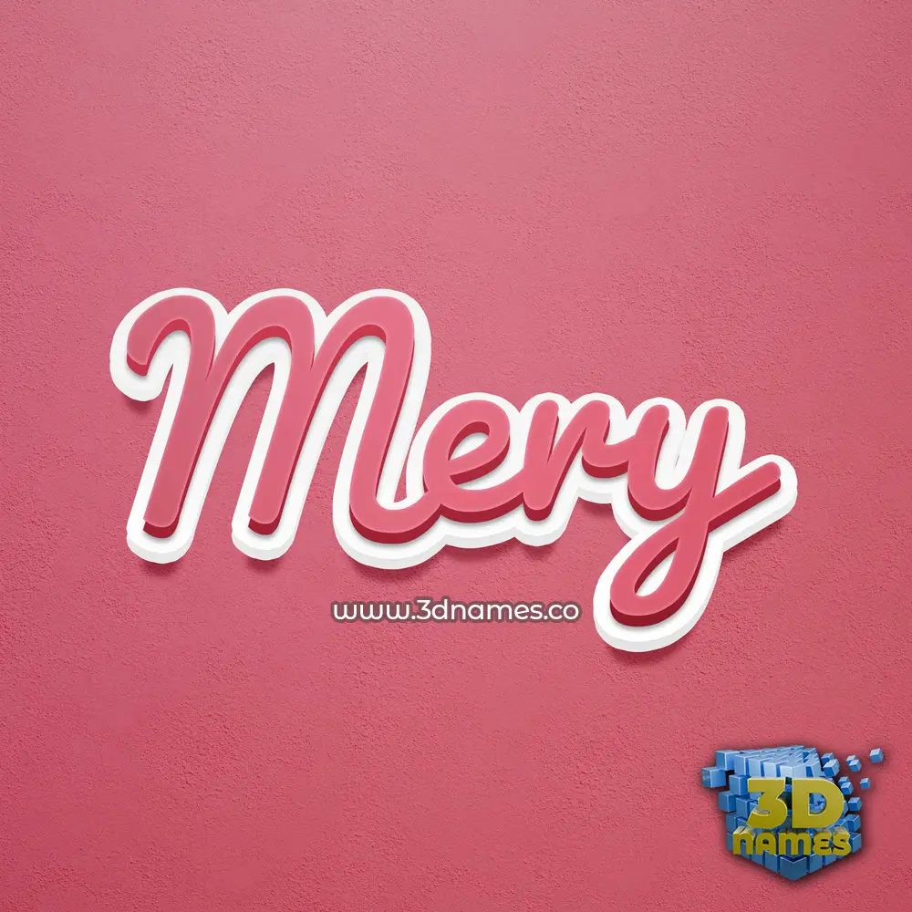 mery in Red Scribble style - 3D name wallpaper
