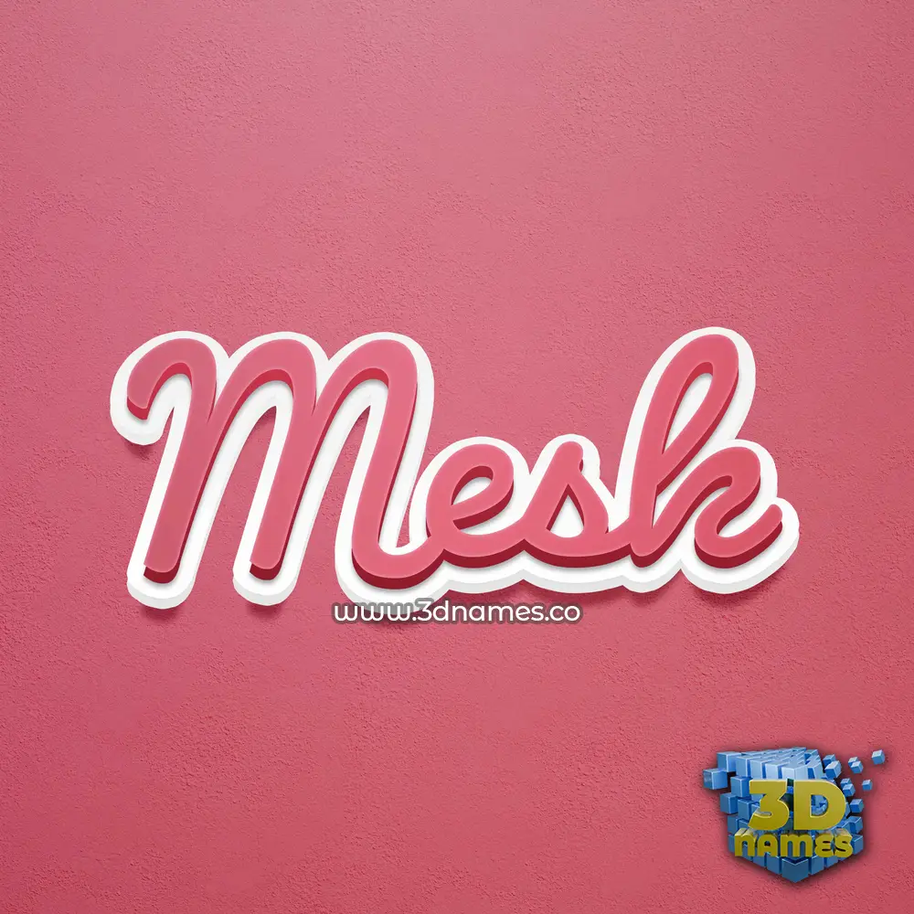 mesk in Red Scribble style - 3D name wallpaper