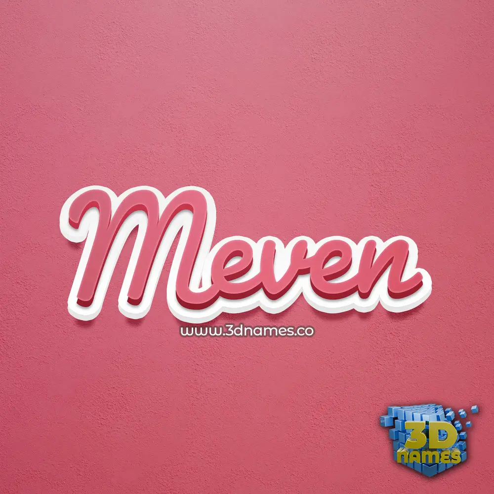 meven in Red Scribble style - 3D name wallpaper