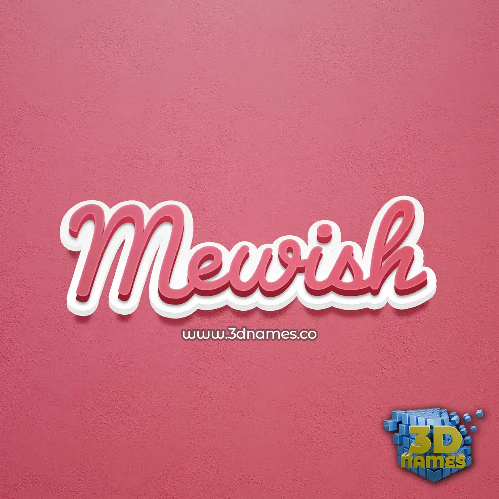 mewish in Red Scribble style - 3D name wallpaper