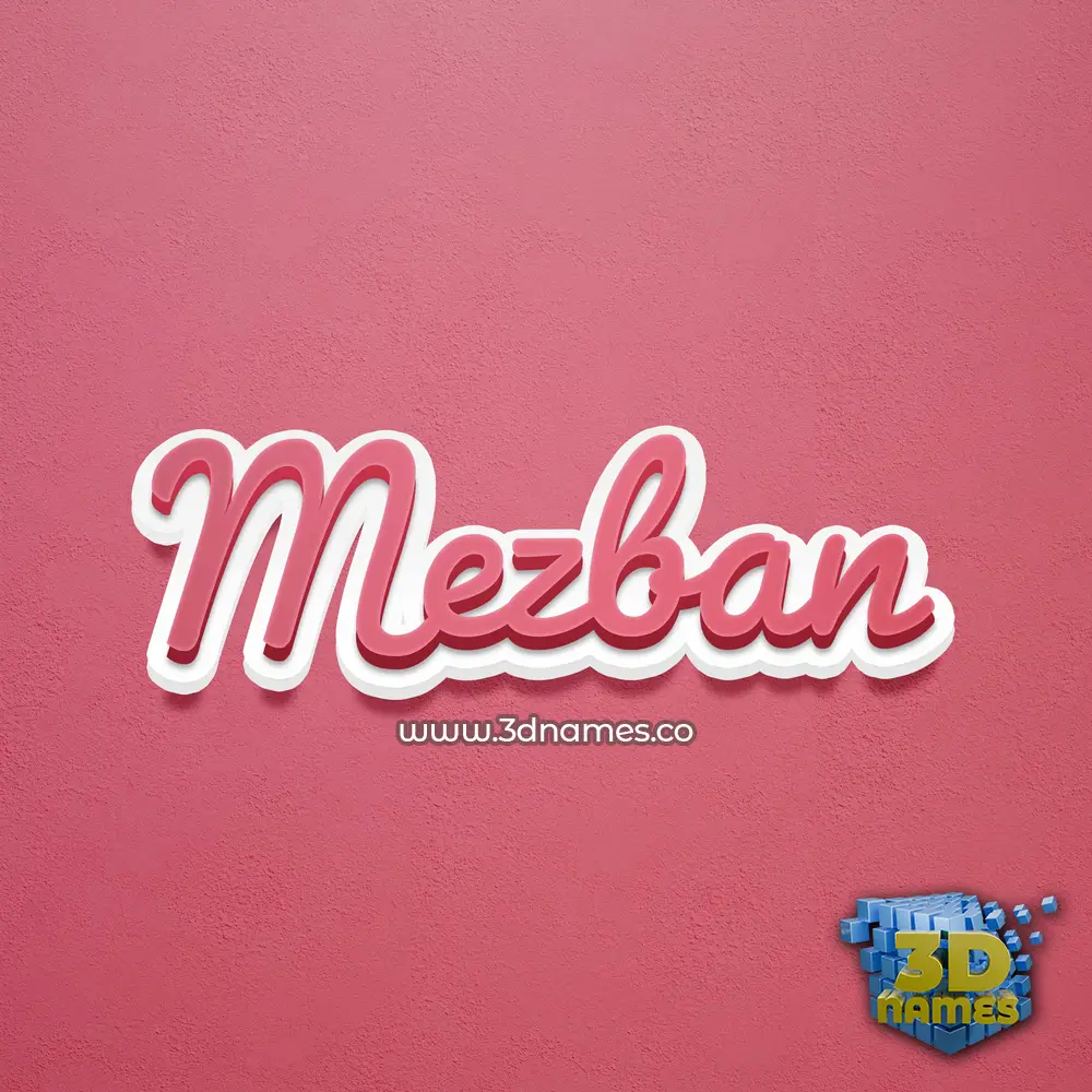 mezban in Red Scribble style - 3D name wallpaper