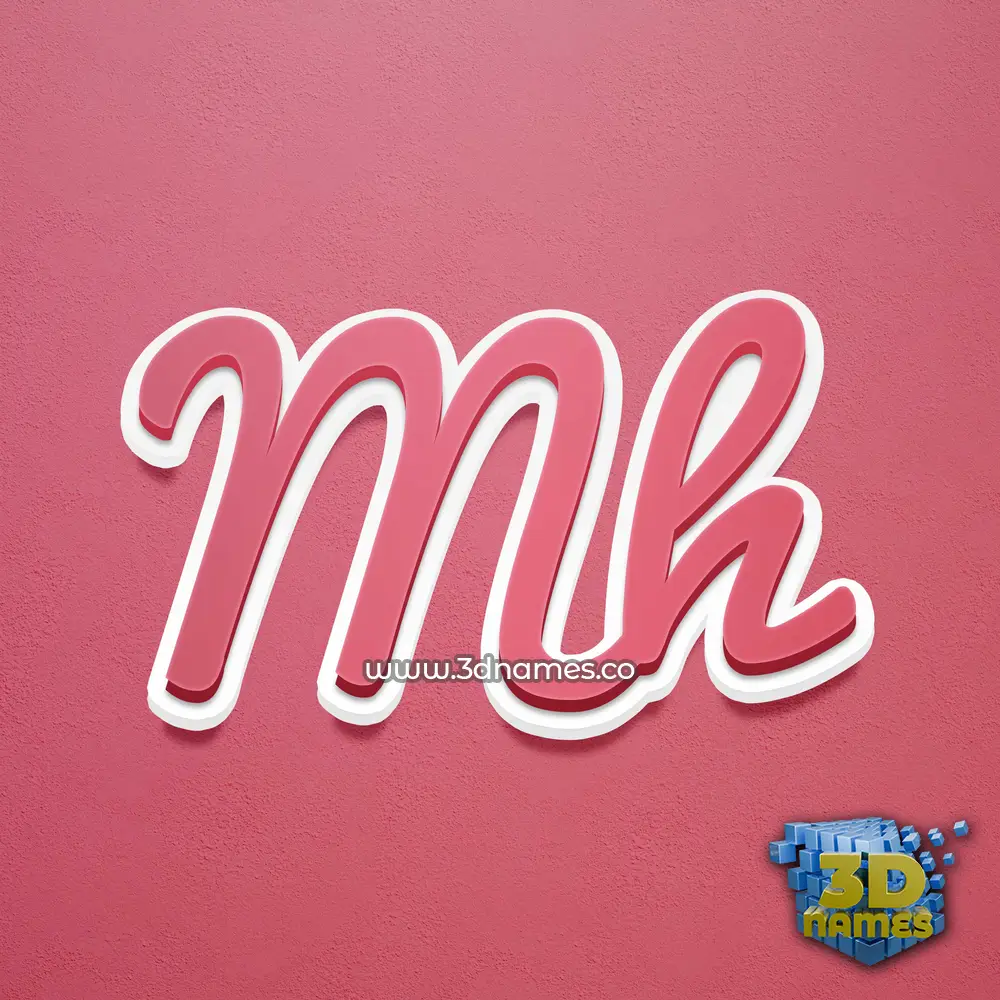 mh in Red Scribble style - 3D name wallpaper