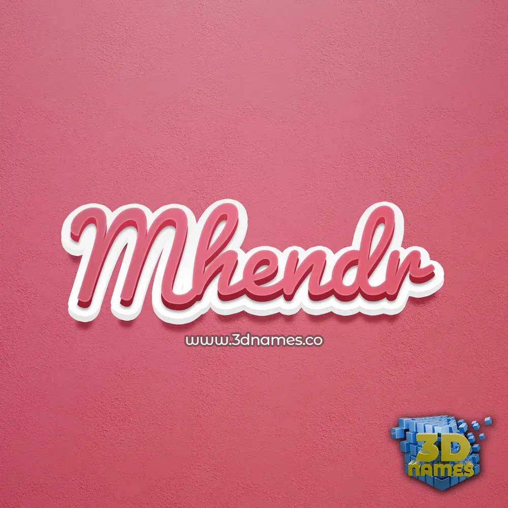 mhendr in Red Scribble style - 3D name wallpaper