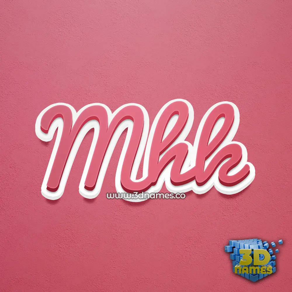 mhk in Red Scribble style - 3D name wallpaper