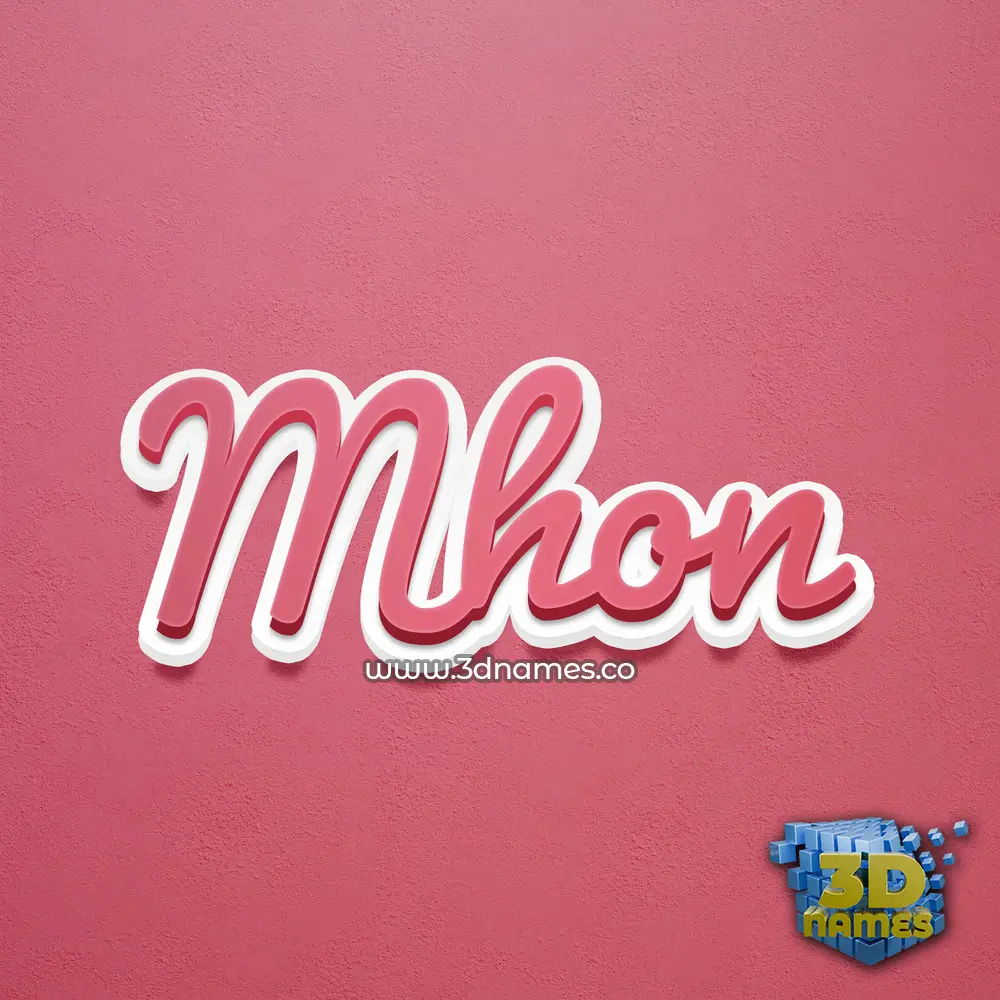 mhon in Red Scribble style - 3D name wallpaper