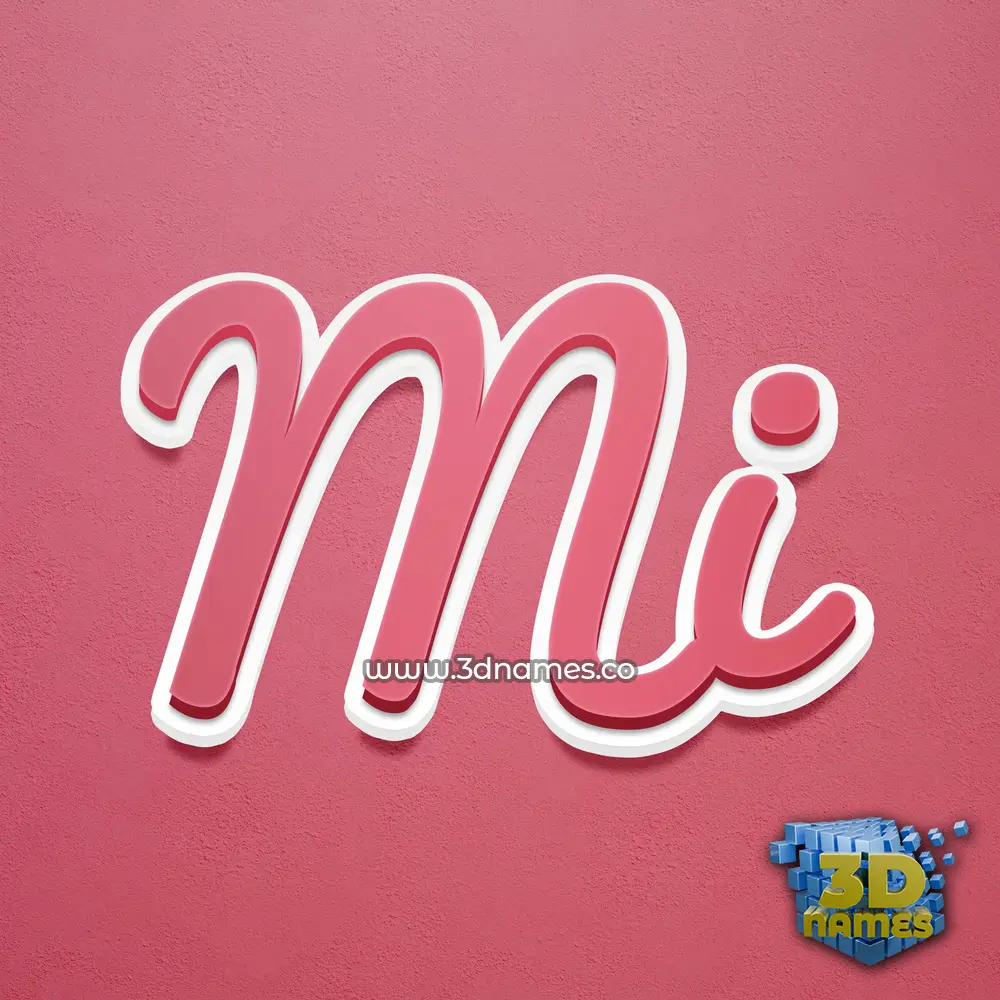 mi in Red Scribble style - 3D name wallpaper