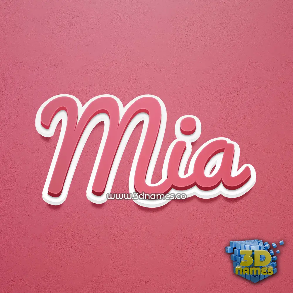 mia in Red Scribble style - 3D name wallpaper