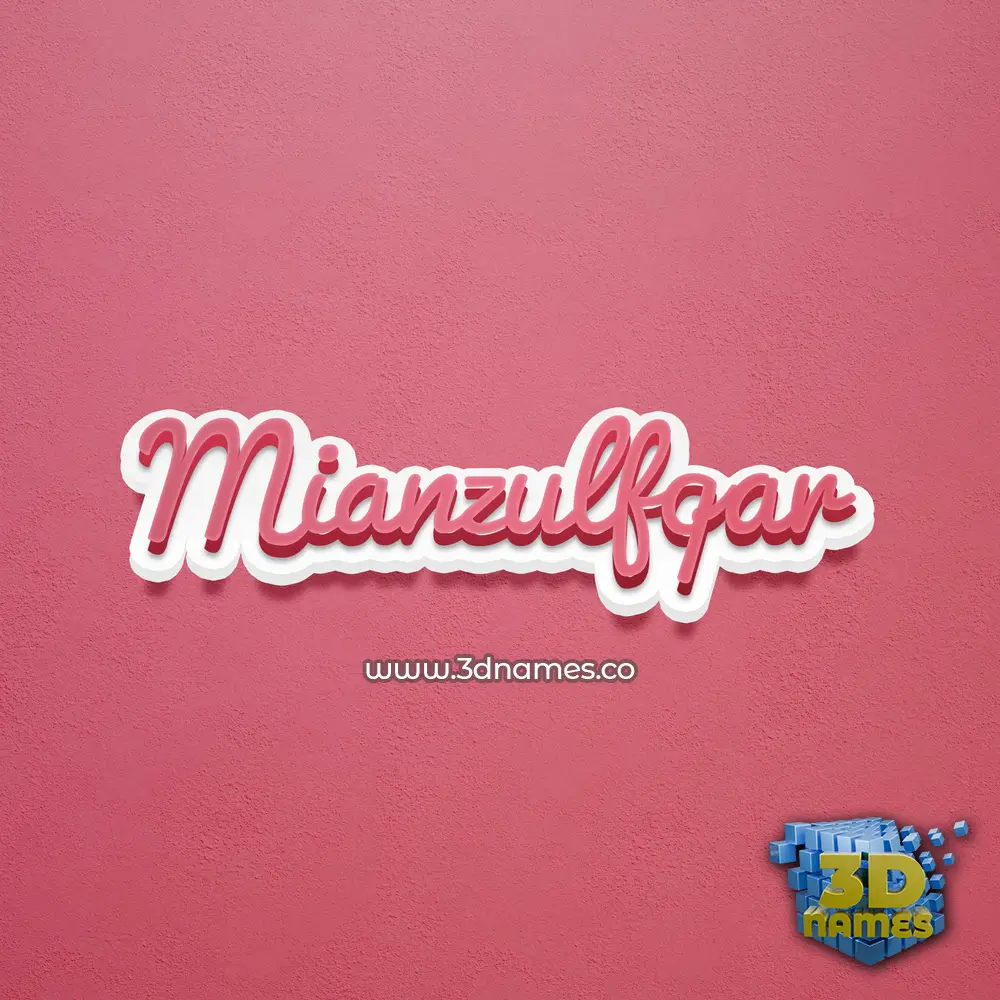 mianzulfqar in Red Scribble style - 3D name wallpaper
