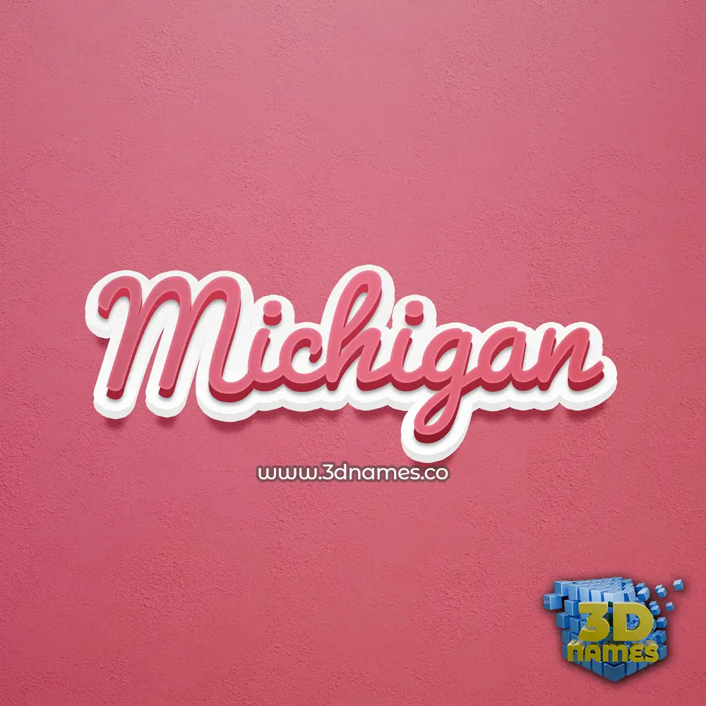 michigan in Red Scribble style - 3D name wallpaper