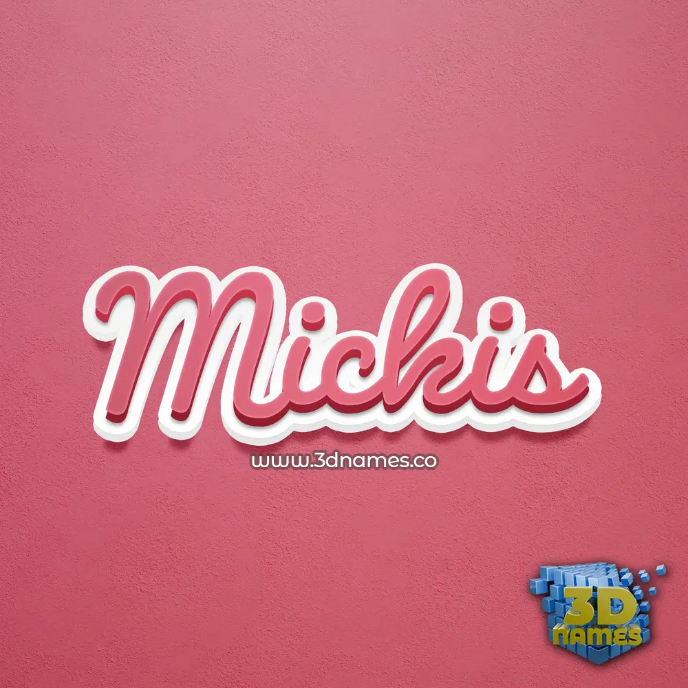 mickis in Red Scribble style - 3D name wallpaper