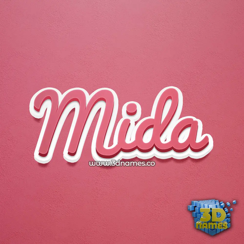 mida in Red Scribble style - 3D name wallpaper