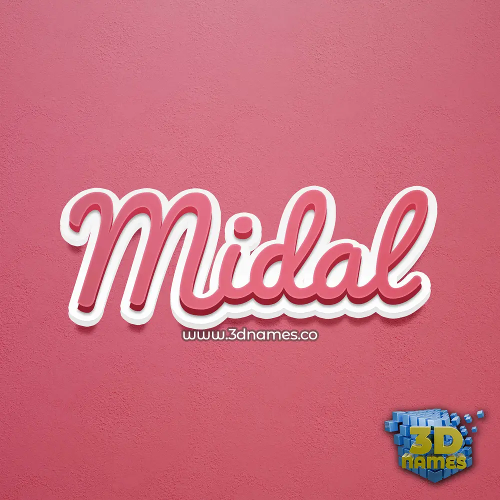 midal in Red Scribble style - 3D name wallpaper