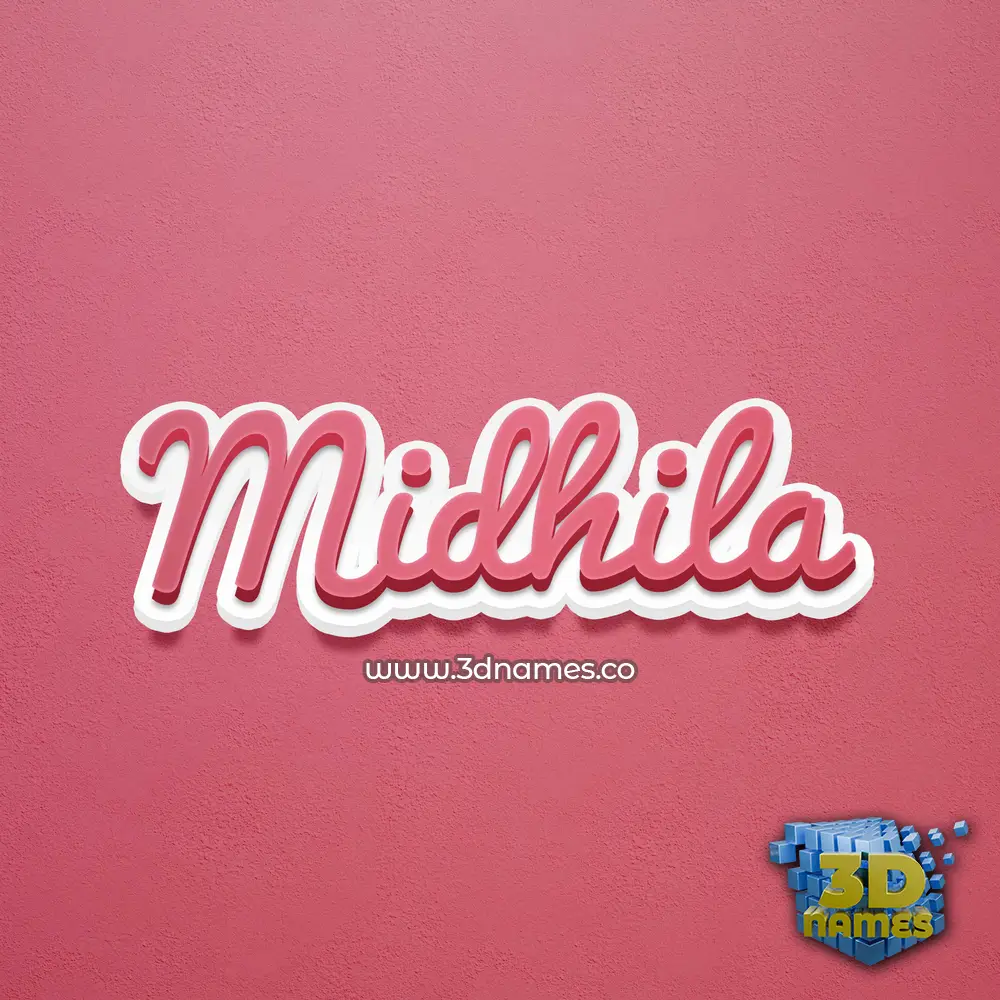 midhila in Red Scribble style - 3D name wallpaper