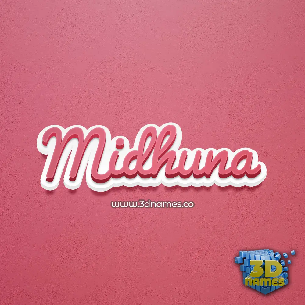 midhuna in Red Scribble style - 3D name wallpaper