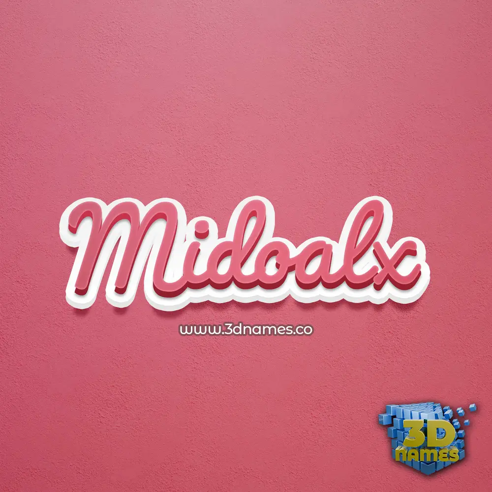 midoalx in Red Scribble style - 3D name wallpaper