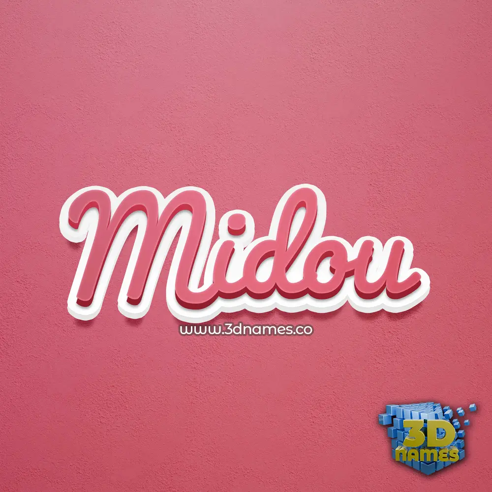 midou in Red Scribble style - 3D name wallpaper