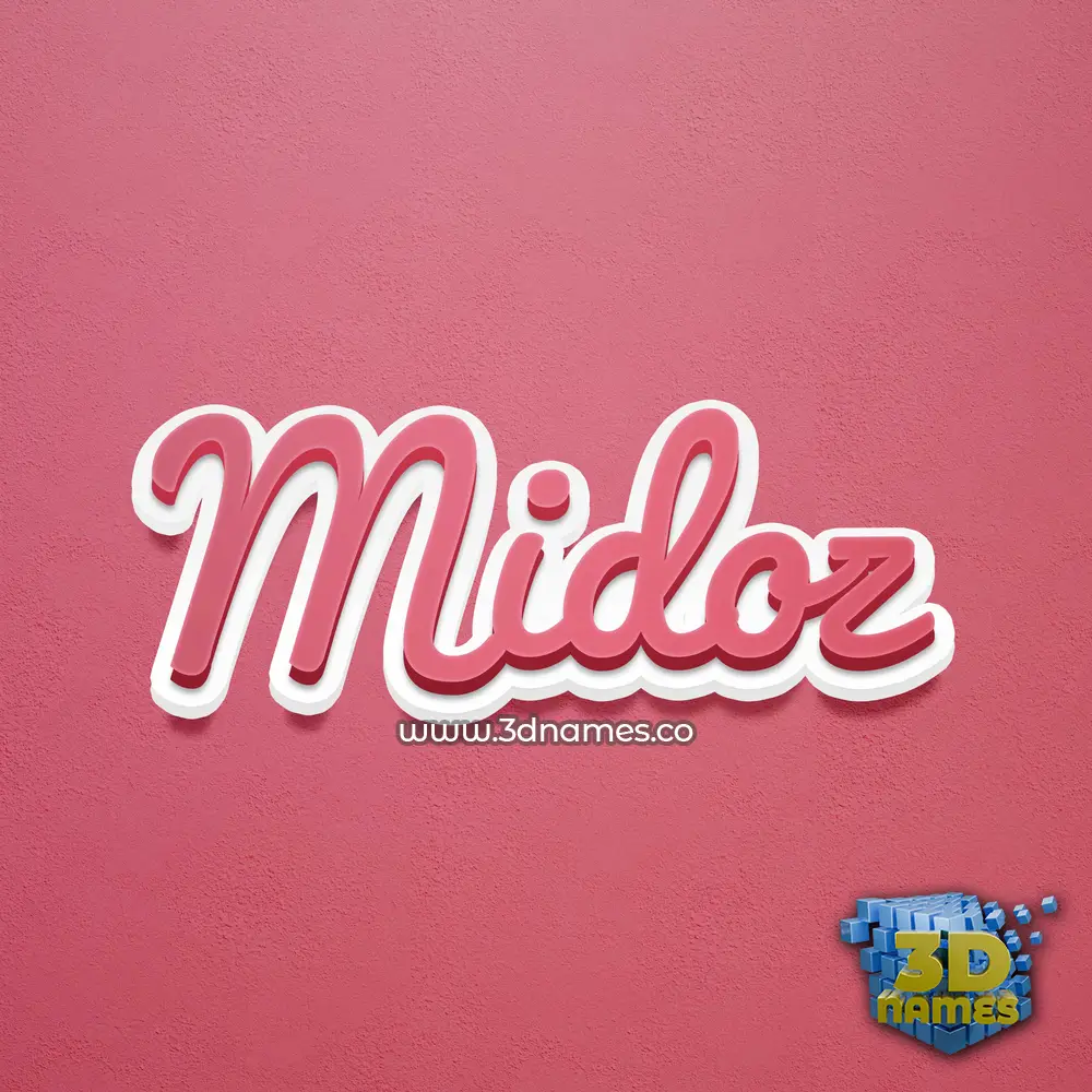 midoz in Red Scribble style - 3D name wallpaper