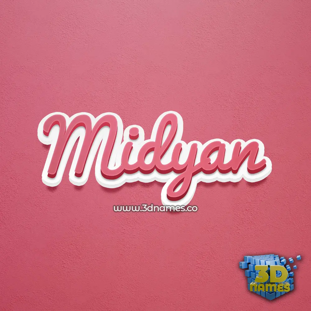 midyan in Red Scribble style - 3D name wallpaper