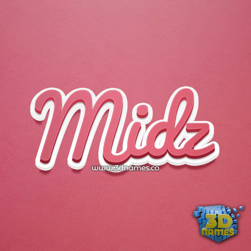 midz in Red Scribble style - 3D name wallpaper