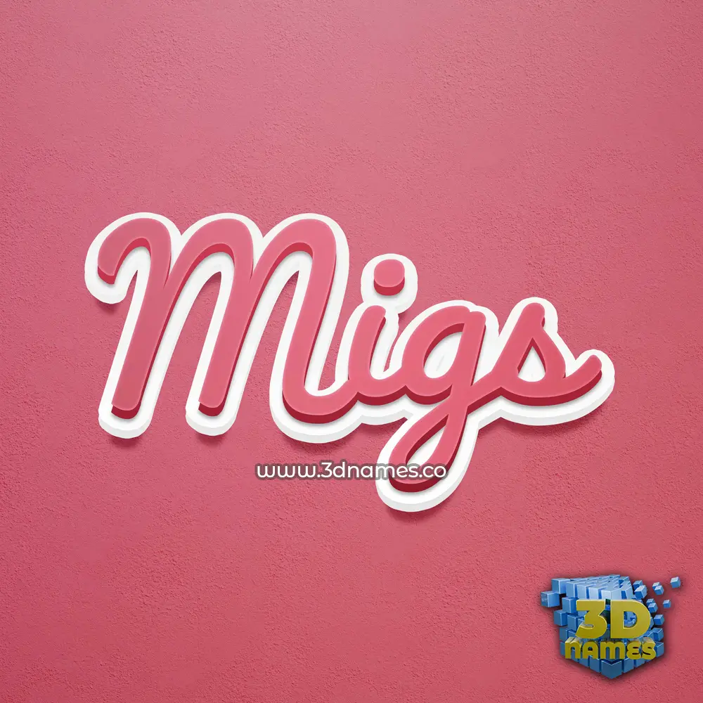 migs in Red Scribble style - 3D name wallpaper