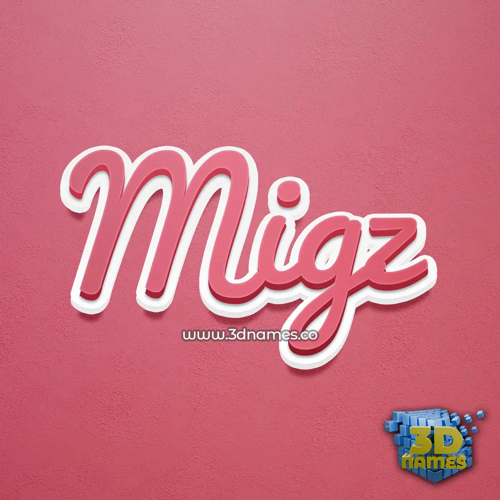 migz in Red Scribble style - 3D name wallpaper
