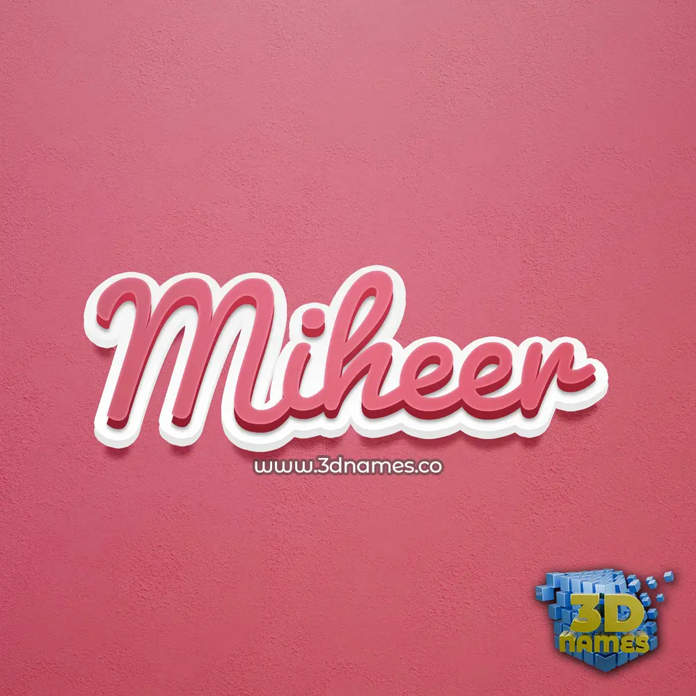 miheer in Red Scribble style - 3D name wallpaper
