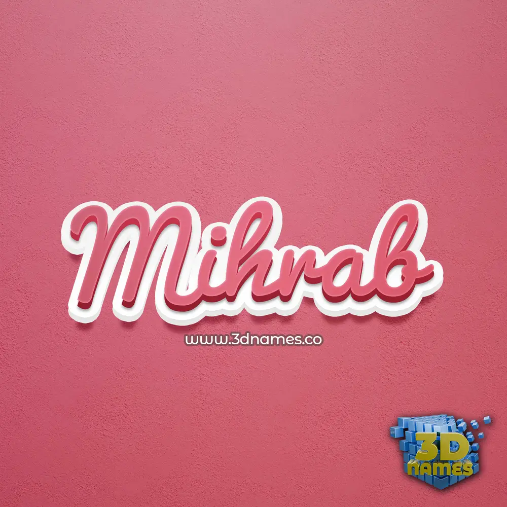mihrab in Red Scribble style - 3D name wallpaper
