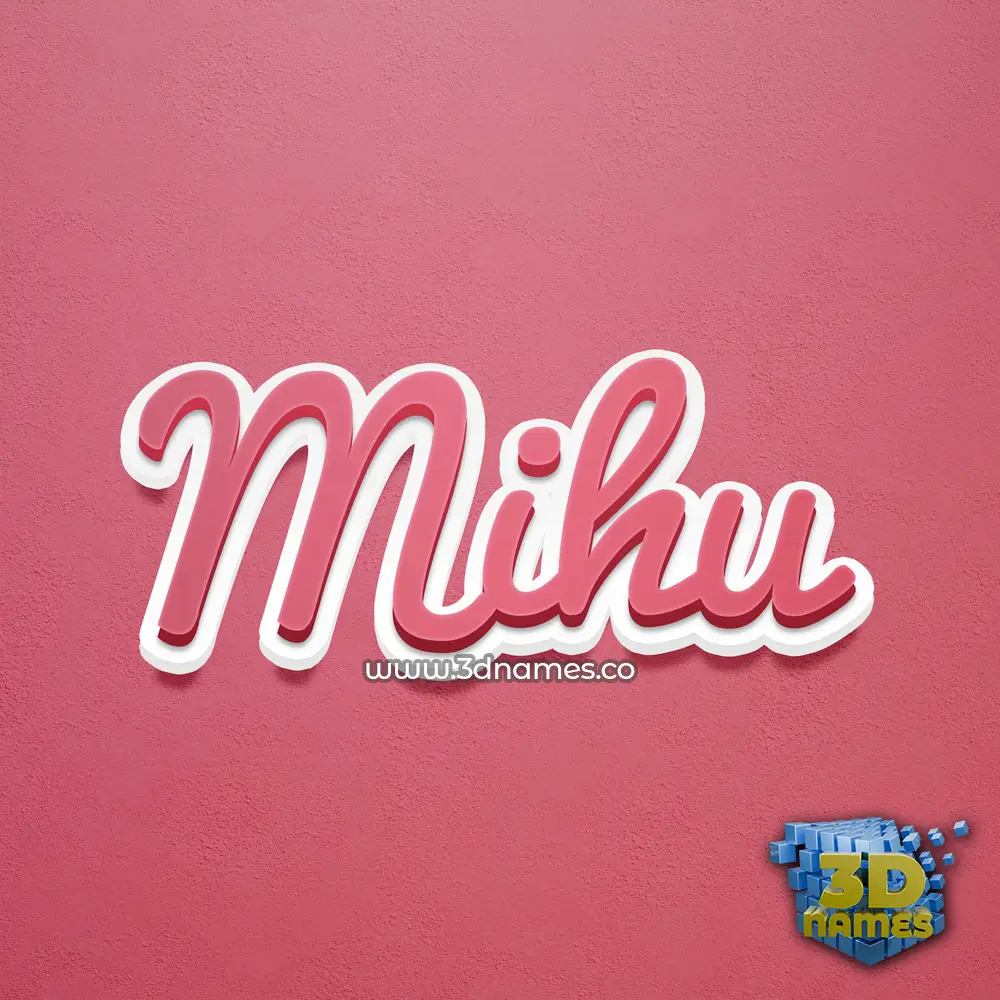 mihu in Red Scribble style - 3D name wallpaper
