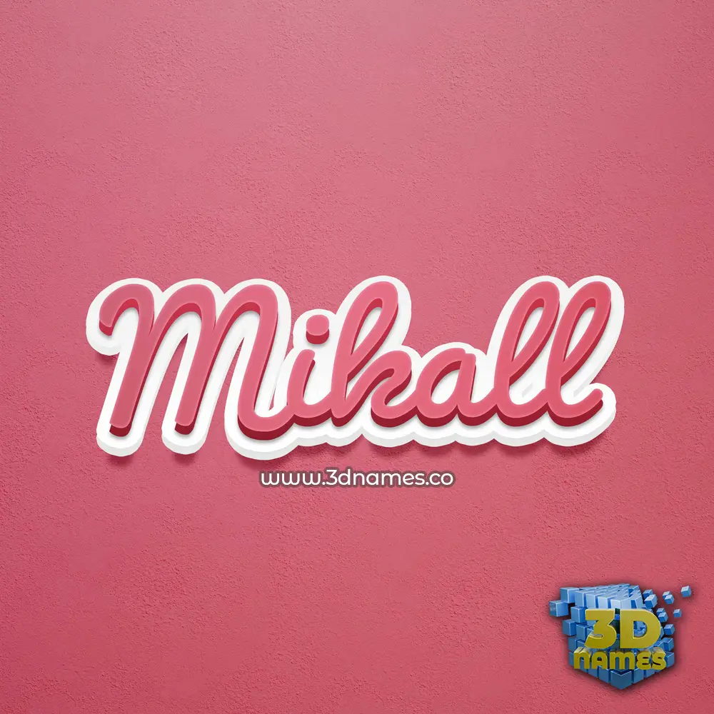 mikall in Red Scribble style - 3D name wallpaper
