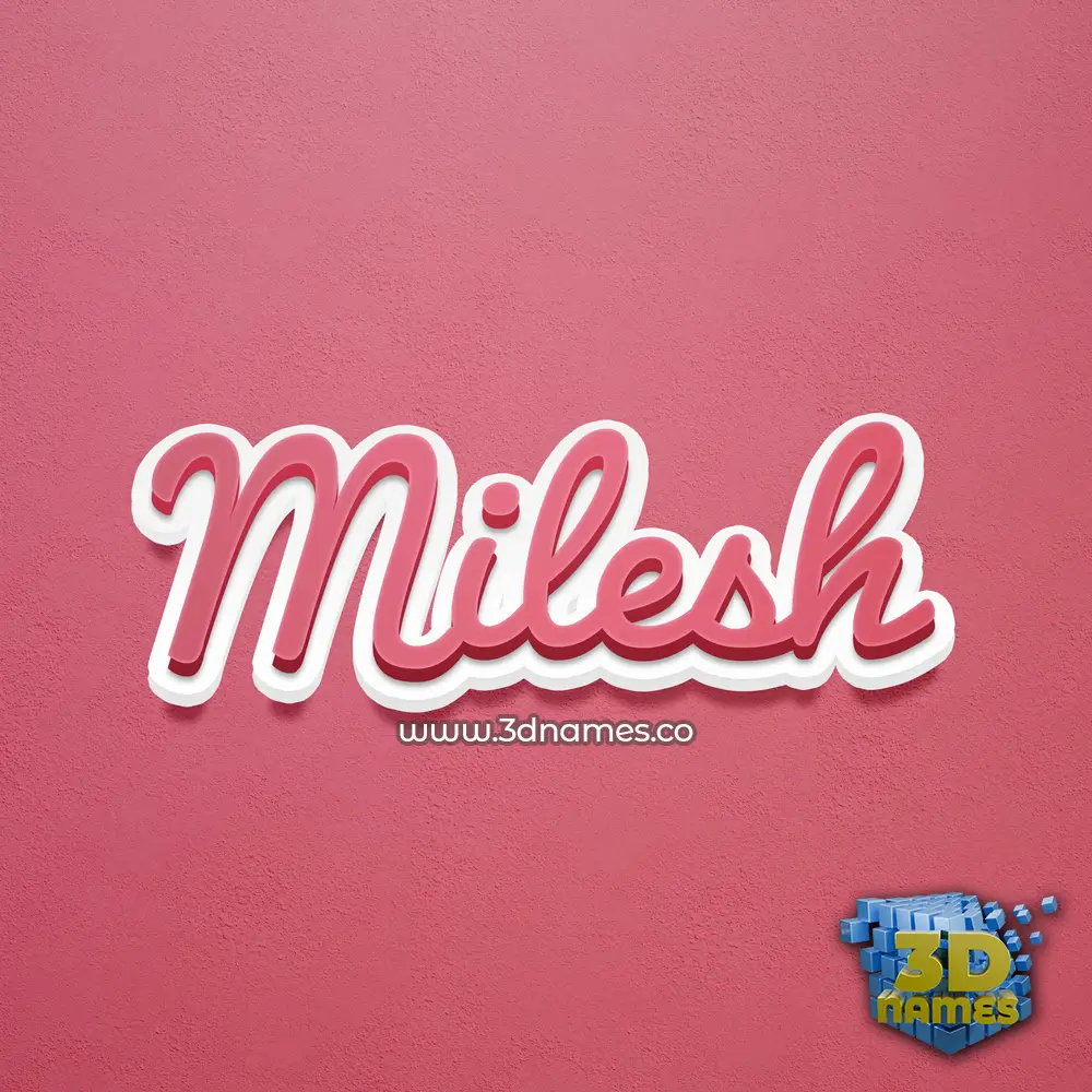 milesh in Red Scribble style - 3D name wallpaper