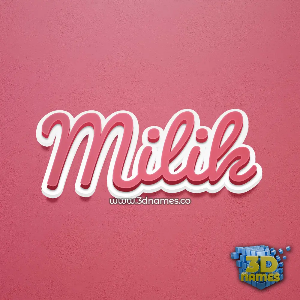 milik in Red Scribble style - 3D name wallpaper