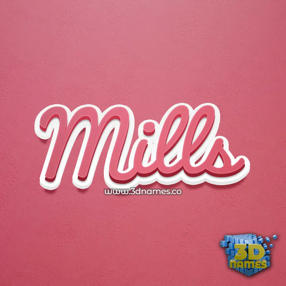 mills in Red Scribble style - 3D name wallpaper