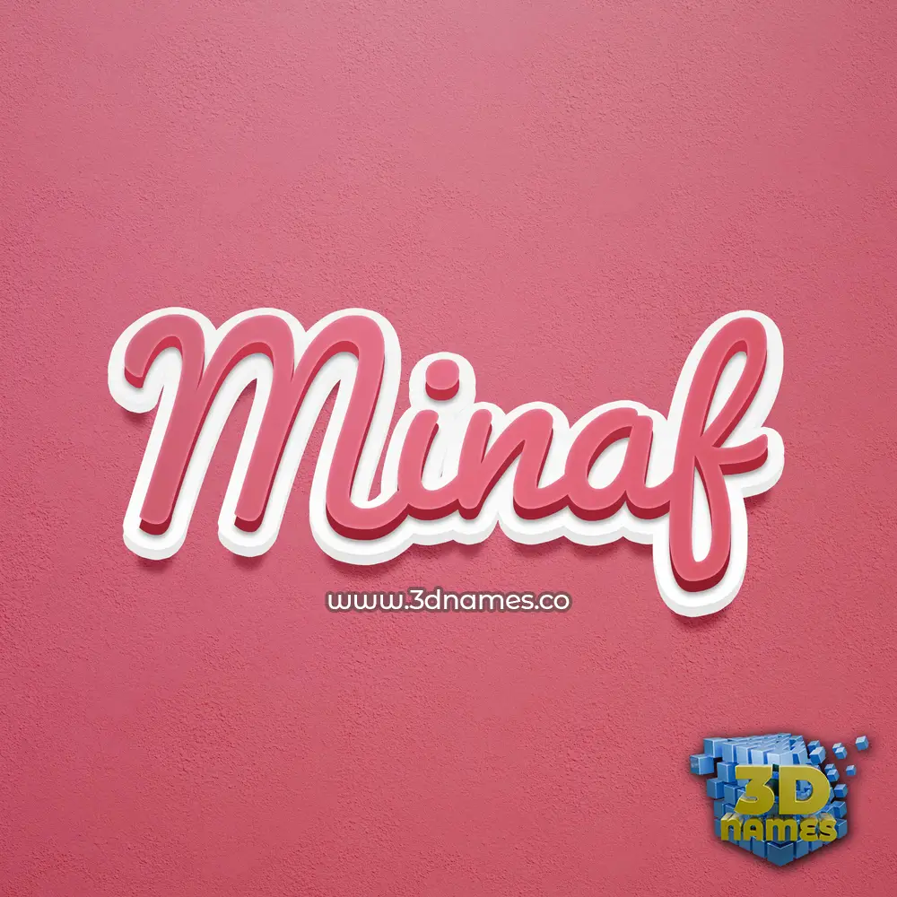 minaf in Red Scribble style - 3D name wallpaper