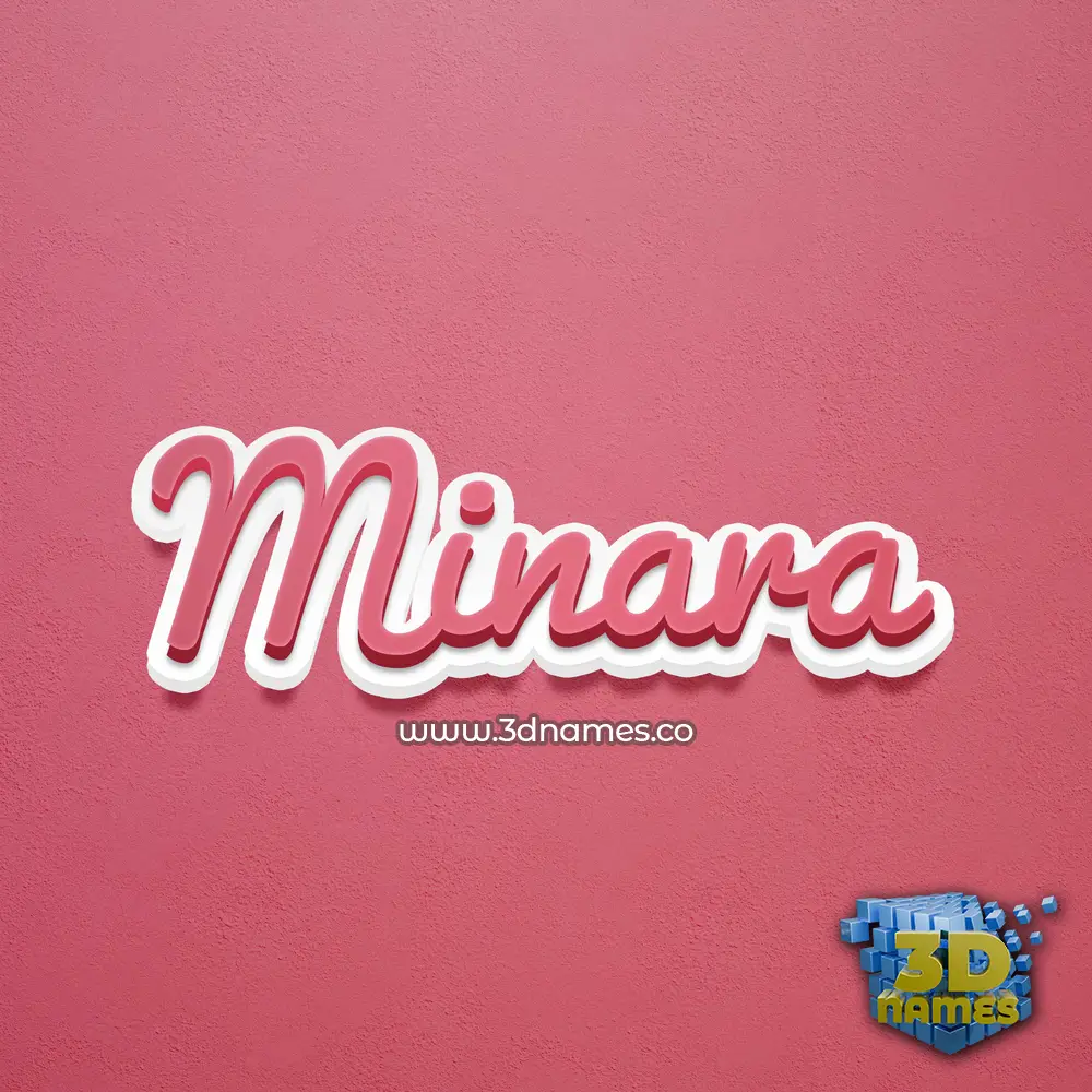 minara in Red Scribble style - 3D name wallpaper