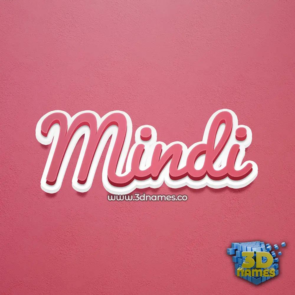 mindi in Red Scribble style - 3D name wallpaper