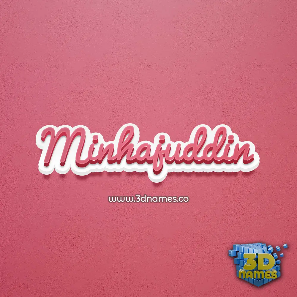 minhajuddin in Red Scribble style - 3D name wallpaper