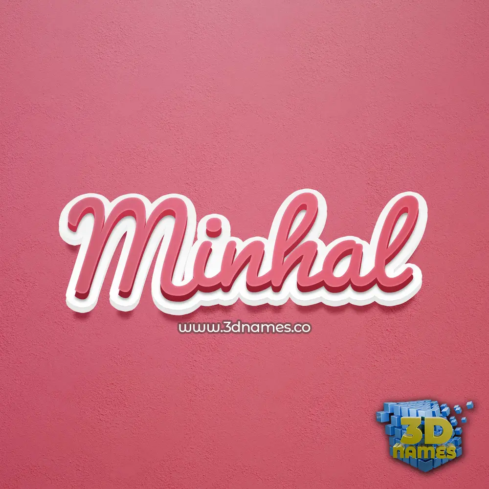 minhal in Red Scribble style - 3D name wallpaper