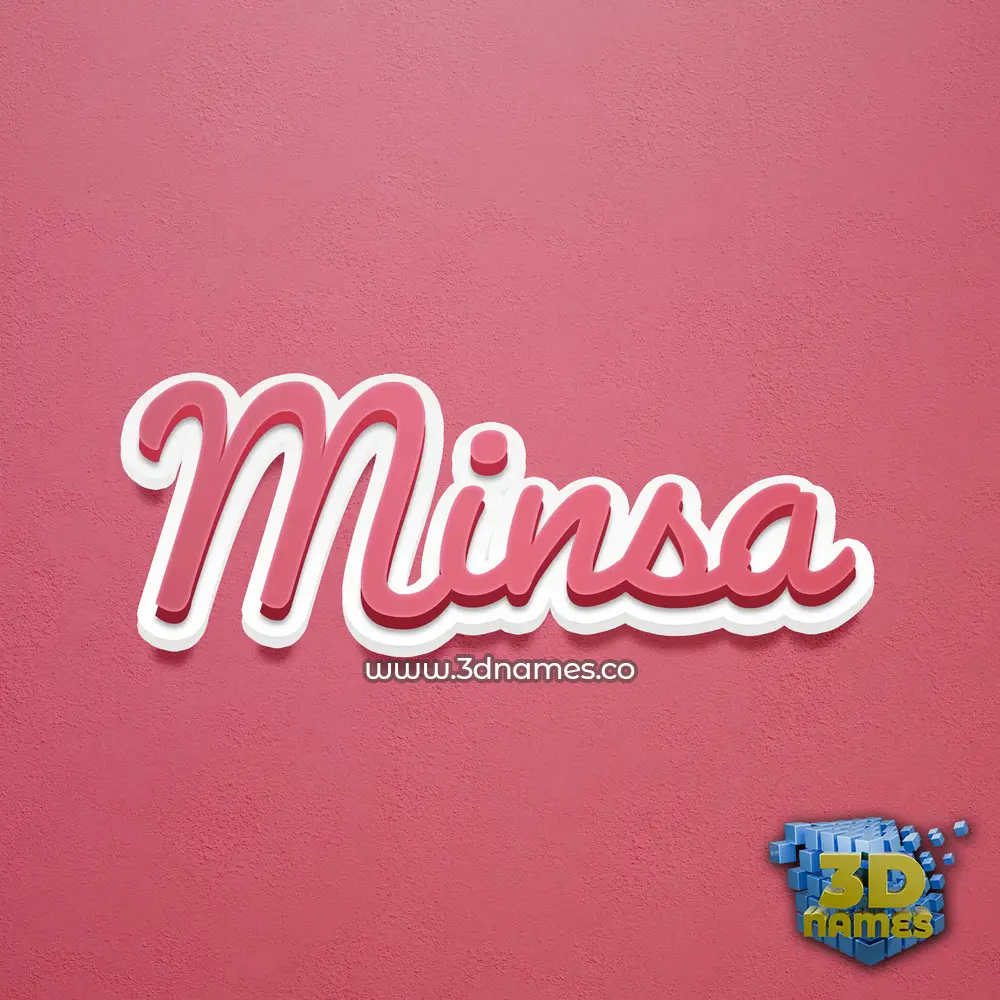 minsa in Red Scribble style - 3D name wallpaper