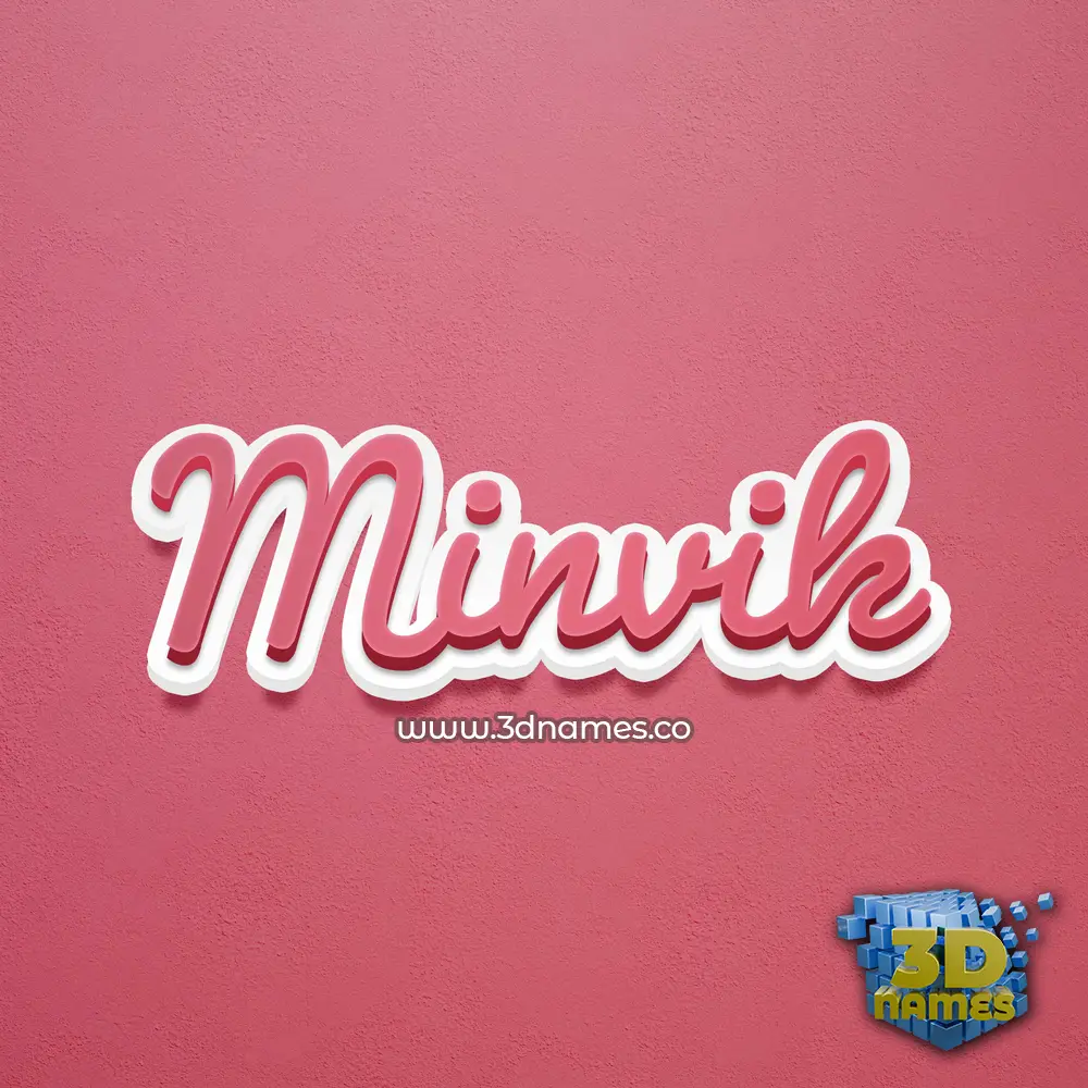 minvik in Red Scribble style - 3D name wallpaper