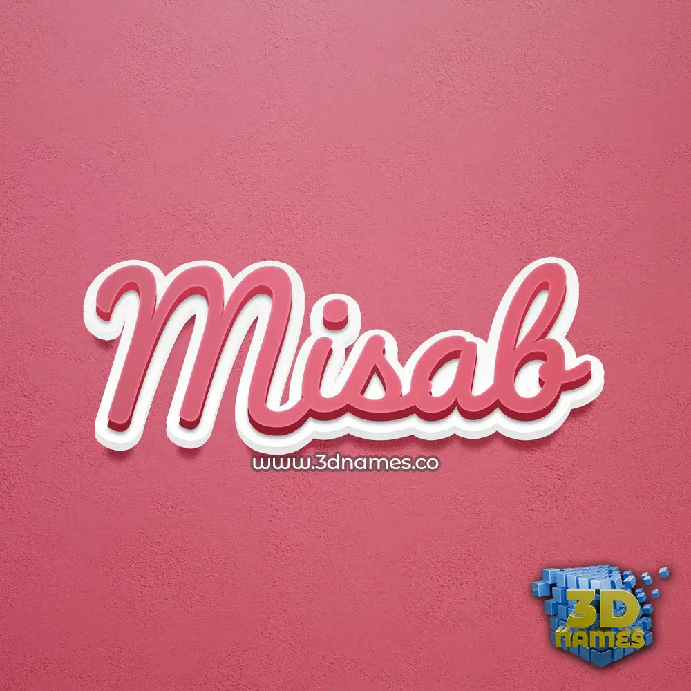 misab in Red Scribble style - 3D name wallpaper